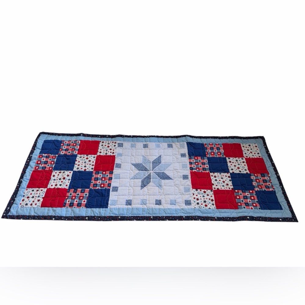 NEW Lonestar Table Runner Handmade/Quilted/Reversible/Cross Stitched 53.5”x20.5”